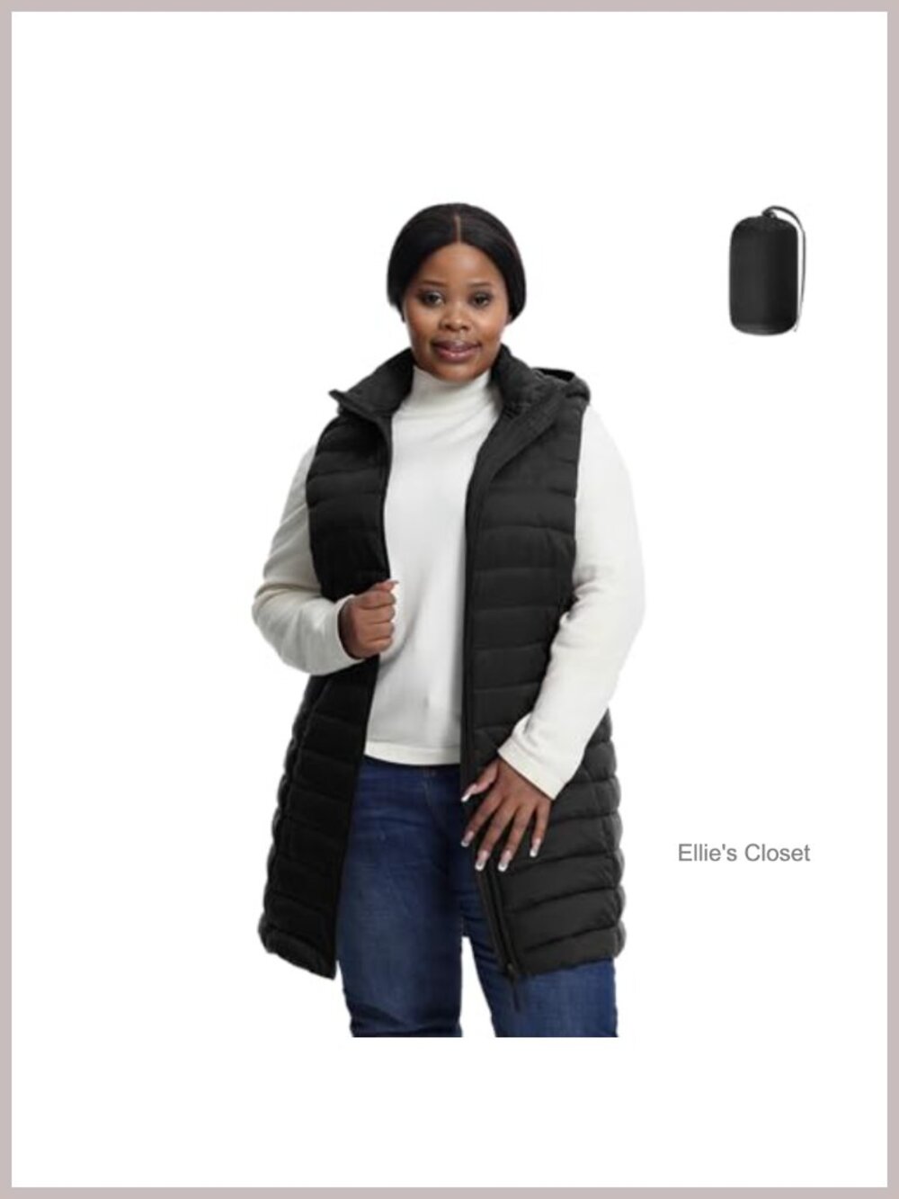 Plus Size Quilted Packable Puffer Vest Sleeveless Zip Hooded